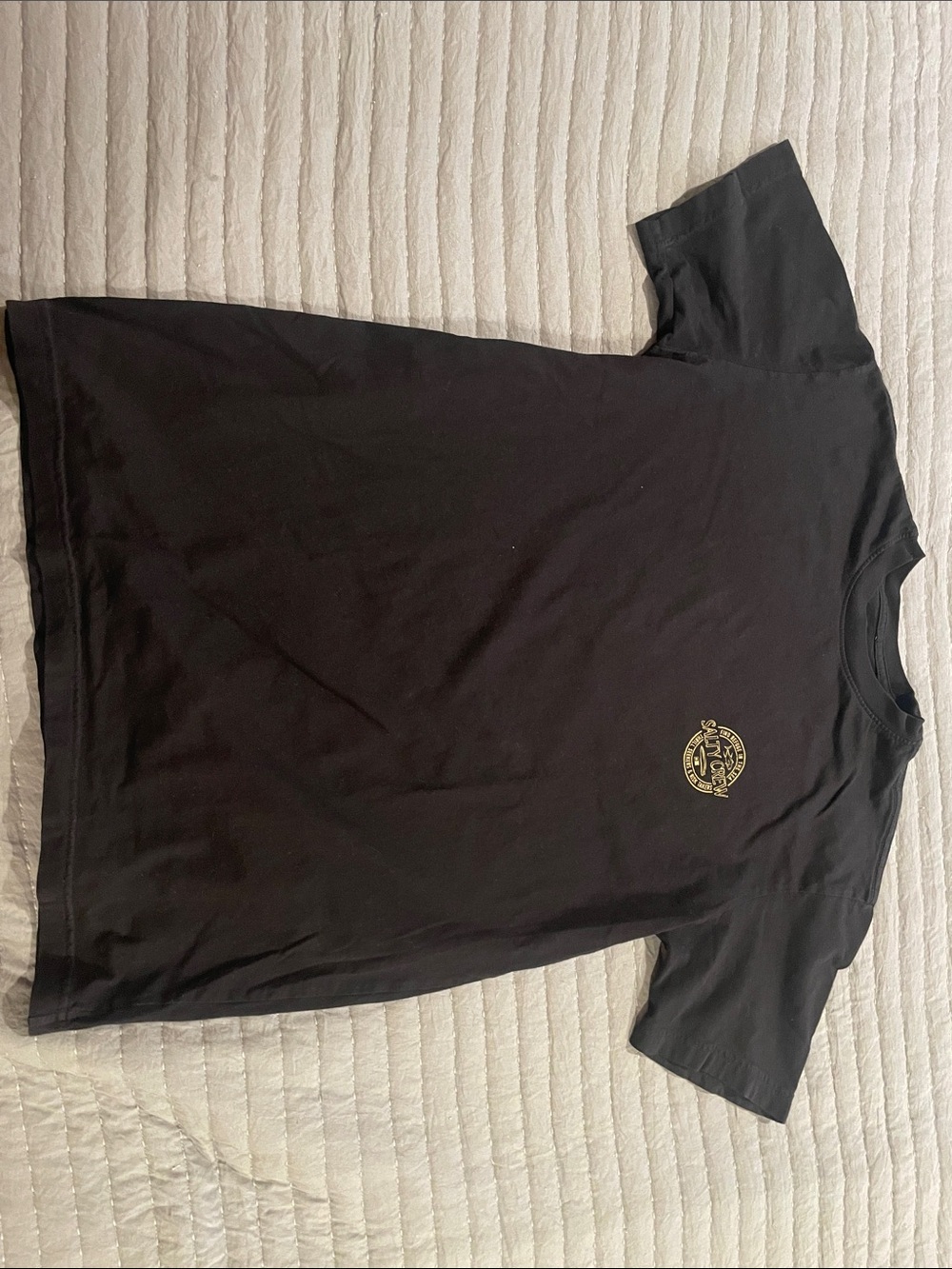 Salty Crew Black Short Sleeve Tee with Gold Chest Crest